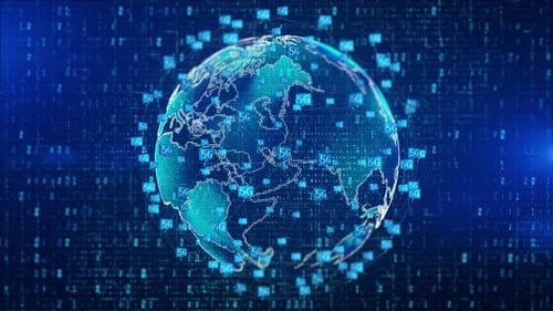 Futuristic 5G Global Network Connectivity Digital Earth Animation