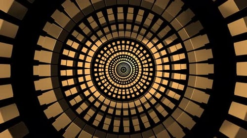 Golden Geometric Cubes Abstract Tunnel Loop Background