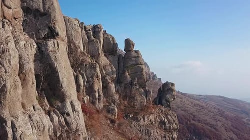 Aerial View Fly Over Mountains Peak