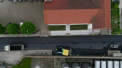 Roadwork Aerial View of Construction and Heavy Machinery