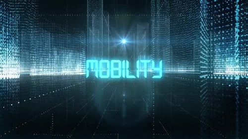 Wolkenkratzer — Digitale Stadt — Technologiewort Mobilität