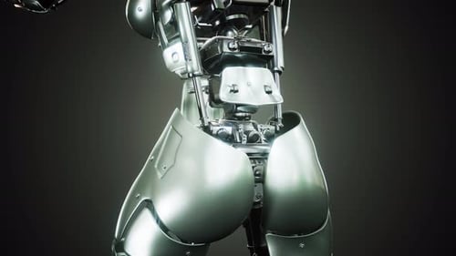 Futuristic Robot Assembly Animation Reveals Metallic Humanoid Body