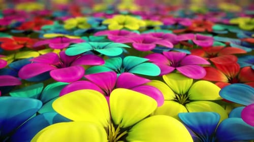 El campo infinito se llenó de innumerables flores de colores. HD con capacidad de bucle