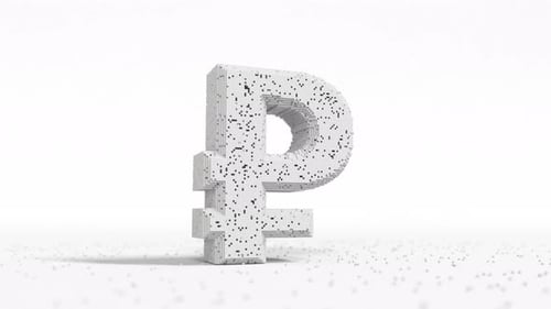 Damaged Ruble Sign Made of White Blocks