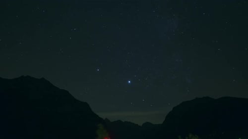 Twinkling Stars Over Mountains at Night
