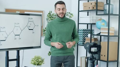 Tutorial de grabación de vlogueros científicos para vlogs de Internet que enseñan química en línea
