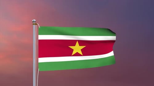 Suriname Flag Waving in Realistic 3D Animation