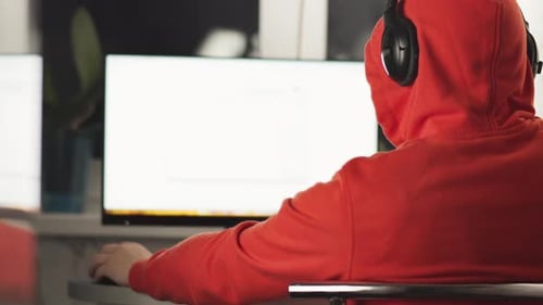 Programmer Working at Home on a Computer