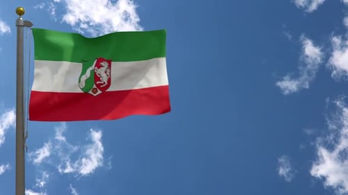 Realistic Waving Flag Animation against Blue Sky