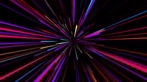 Colorful Light Streaks Tunnel Warp Speed Loop Background