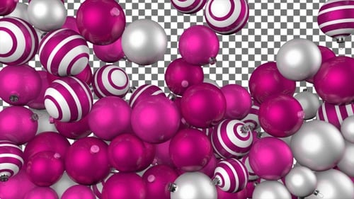 Falling Pink and Silver Christmas Ornaments Background