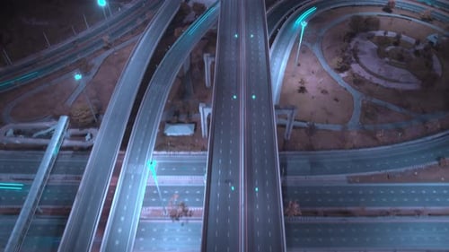 4K : Vue aérienne par Drone Hyperlapse de la route de jonction à plusieurs niveaux de l'autoroute.