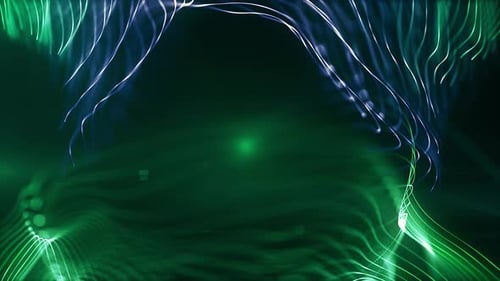 Glowing Energetic Particles and Wavy Lines Background
