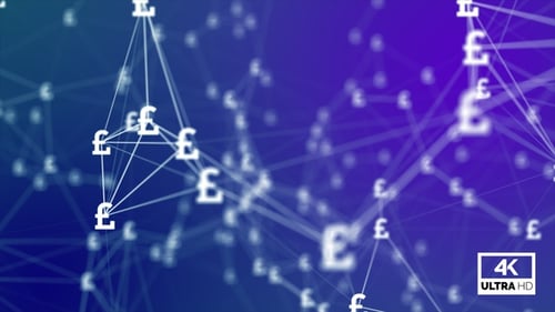Animated Pound Sterling Symbol Network Digital Connections