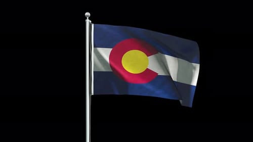 Waving Colorado State Flag on Black Background