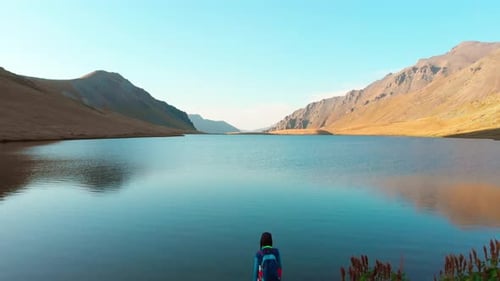 Hiker Stand By Black Rock Lake
