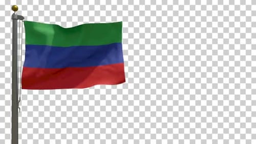 Dagestan Republic Flag Waving with Alpha Channel Loop