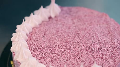 Decorating Pink Cake with White Frosting