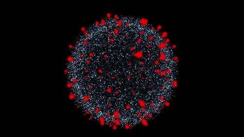 Virtuelles Coronavirus-Zellmodell auf schwarzem Hintergrund