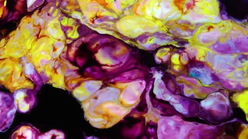 Abstract Swirling Yellow, Orange, and Purple Paint