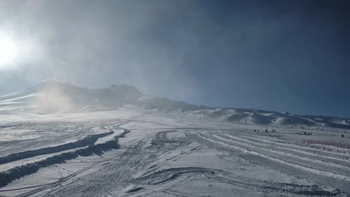Time Lapse of Snowy Mountain Slope