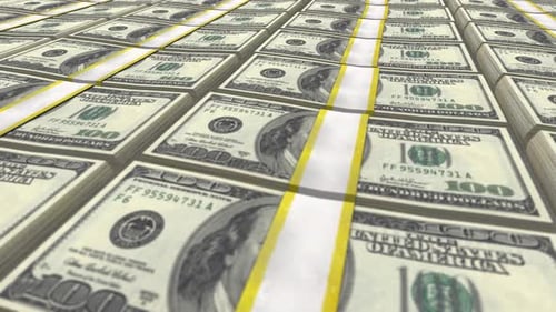 Seamless Loop of One Hundred Dollar Bill Stacks