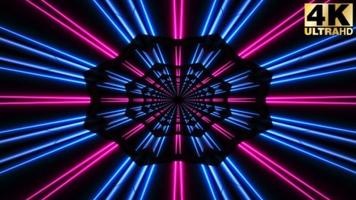Dynamic Neon Light Tunnel Seamless Loop Background