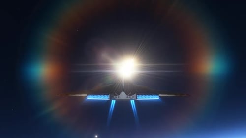 Space Background - Spacecraft Travels Rocky Exoplanet