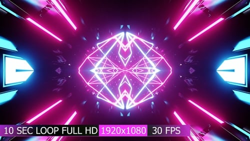 Abstract Neon Geometric Tunnel Seamless Loop