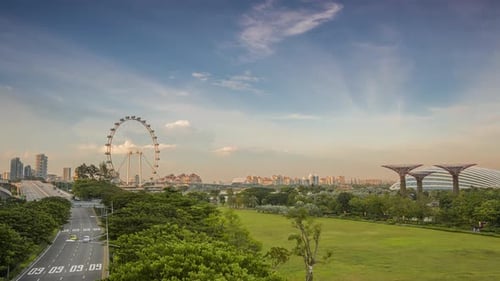 Verkehr am Abend Singapur und Lightning