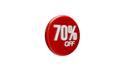 Glossy 3D Circle Discount Sale Badge 70 Percent Off