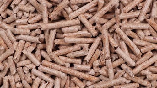 Rotating Backdrop of Wood Fuel Pellets or Pet Litter