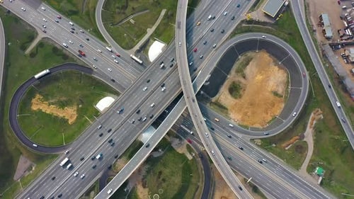 Freeway Intersection Traffic Trails in Moscow