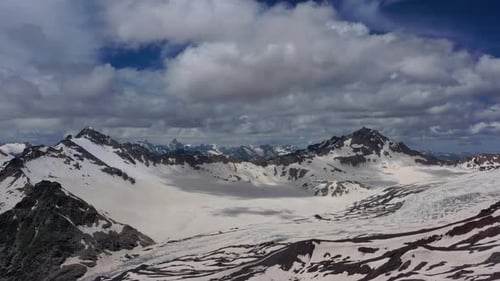 Aerial View of Snow Caucasus Mountains