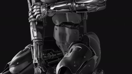 Futuristic Chrome Robot Torso Revealing Body Animation
