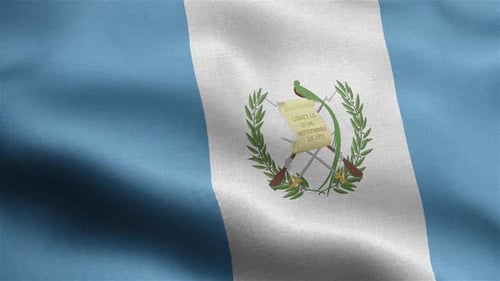 Guatemala National Flag Waving in Realistic Fabric Animation