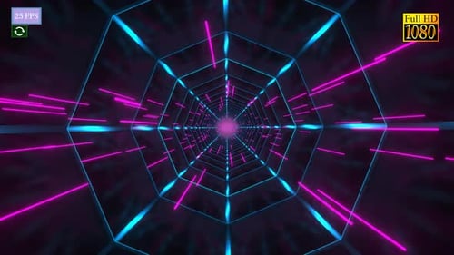 Dynamic Neon Light Tunnel Journey Background Loop