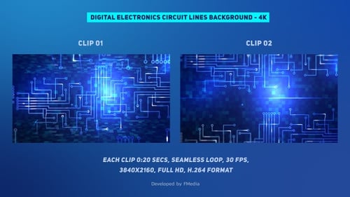 Digital Electronics Circuit Lines - 2 Clips - 4k