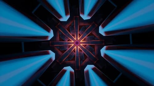 Dynamic Abstract Geometric Kaleidoscope Glowing Tunnel Loop