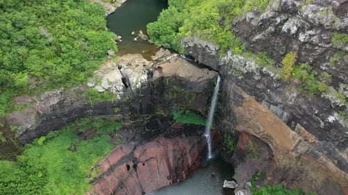 cascades of waterfalls Tamarin island of Mauritius. Seven cascades of Tamarin waterfalls.