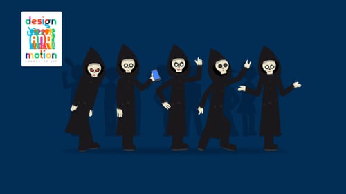 Halloween Grim Reaper Character Flat Design Animation Pack