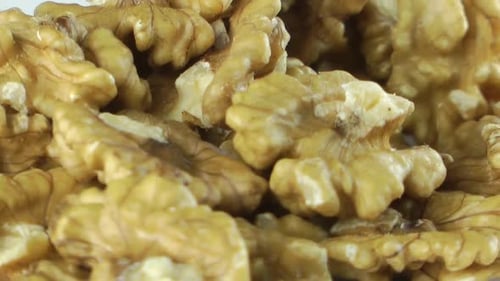 Pile of Shelled Walnuts in Macro Close Up