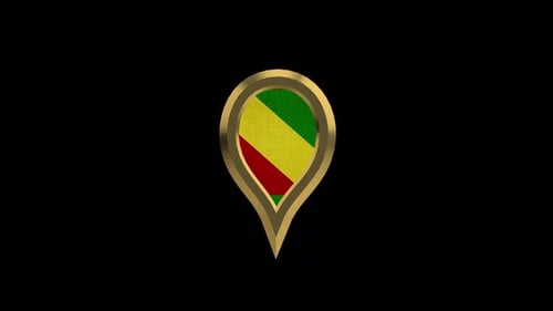 Goldfarbenes Stecknadelsymbol mit 3D-Flagge Congo R