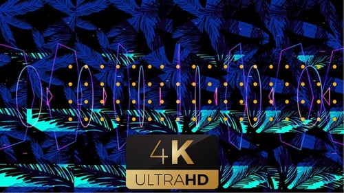 Retro Neon Palm Tree Pattern Glitch Background