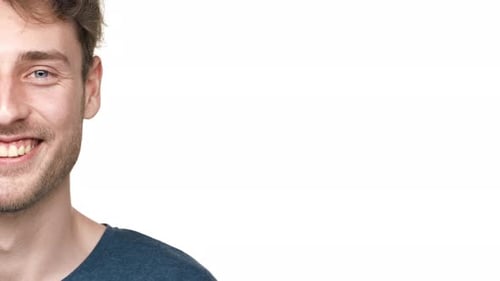 Man Smiling with Open Space on White