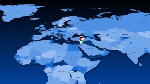 Animated World Map Zooming to Jordan with Location Pin