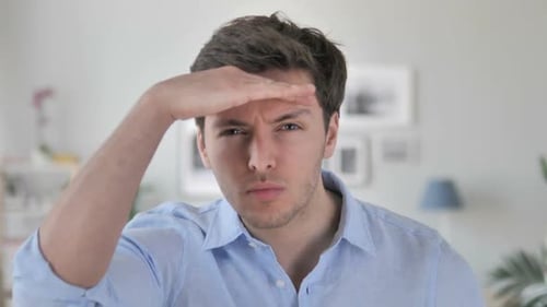 Adult Man Looking Intently into the Distance