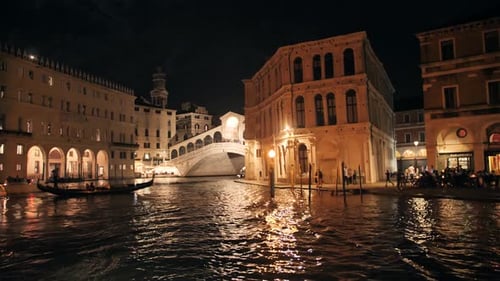 Architecture of Venice at Night View From the Central Canal