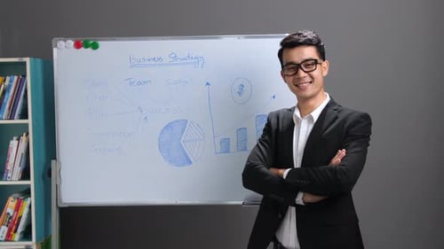 Professional Smiling by Business Strategy Whiteboard