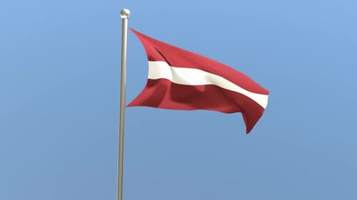 Latvia Flag Waving with Realistic Fabric Motion